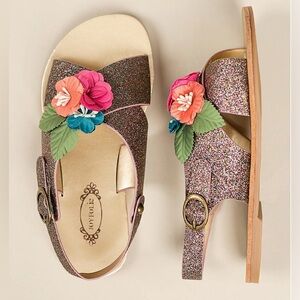 NWOT Joyfolie Ana Glittery Floral Kids Sandals Size 2Y